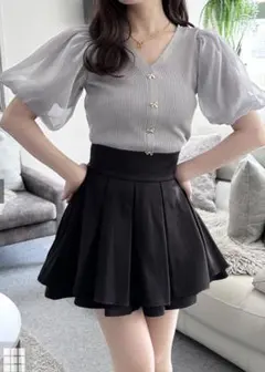 GRL インパン付きハイウエストプリーツミニスカート gm780