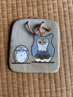 フクロウデザイン陶器プレート