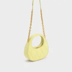 チャールズアンドキース キルテッド クレッセントバッグ ショルダー イエロー