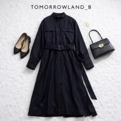 【新品タグ付✨23AW】アンタイトル メリノウール シャツワンピース L ベルト 新品タグ付✨23AW】アンタイトル メリノウール シャツワンピース L