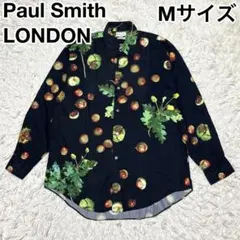 Paul Smith LONDON 長袖シャツ どんぐり 総柄 ネイビー M