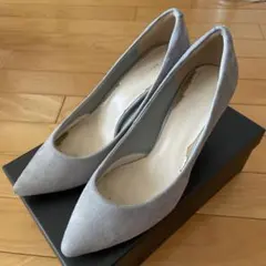 ADAM ET ROPÉ グレー スエード ポインテッドトゥパンプスヒール7cm