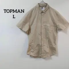 【トップマン】ボタンダウン カジュアル 半袖シャツ チノカラー ベージュLサイズのサムネイル