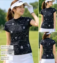 美品★adabatアダバットモックネックゴルフシャツレディース　サイズ36（S）のサムネイル