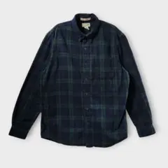 L.L.Bean　ブラックウォッチ　ネルシャツ　チェック柄　BDシャツ　緑系　L