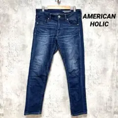 美品【アメリカンホリック】スキニーデニムパンツ ブルー ストレッチ LL 大きい