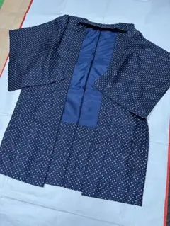 着物 長羽織 ロング丈 美品 紺 羽織丈100cm