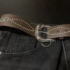 茶 ウエスタンベルトアメカジ　ヴィンテージ　y2k　グランジ　スタッズ　ブラウン