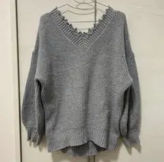 one way glamorous ダメージニット　グレーのサムネイル
