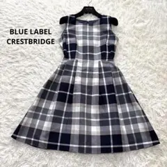 【美品】BLUE LABEL CRESTBRIDGE フレアワンピ ノースリーブ