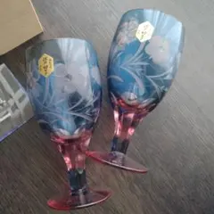 江戸切子 彩鳳 足付ビール杯 2脚 セット