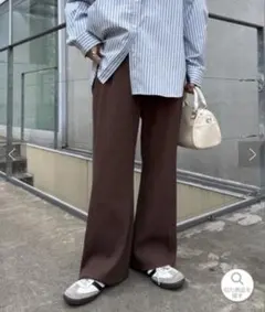 ワイドパンツ リブパンツ　イージーパンツ　ブラウン