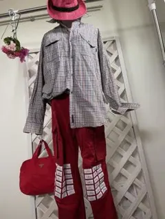 ⭐︎ カールヘルム　⭐︎Ｌ　⭐︎春夏らしいチェック柄　ボタンアップ長袖シャツ