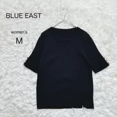 【BLUE EAST】リブニット半袖 黒【M】金ボタン きれいめ 通勤のサムネイル
