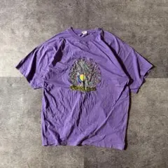 【極上刺繍】ヴィンテージ インド製 孔雀Tシャツ 紫シングルステッチ Y2K古着