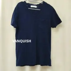 VANQUISH Vネック ポケットTシャツ ネイビー M 刺繍のサムネイル