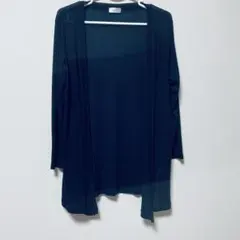 新品同様JEUNE MAMAN ネイビー長袖ロングカーディガンラメ入り