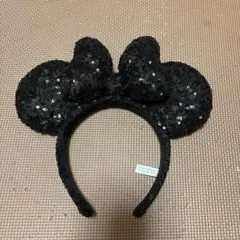 ミッキー型スパンコールカチューシャ 黒