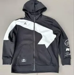 AWK ジップアップパーカー S ブラック 黒 ホワイト バイカラー スポーティ