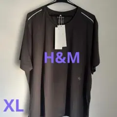 ❤️［新品タグ付き］H&Mダークグレー ラウンドネックメッシュTシャツXLサイズ❤️