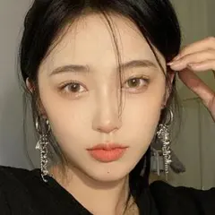 シルバー パール ポンポン付 メタル チェーン ピアス #C239-2