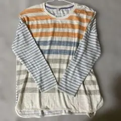 tribal jeansストライプ柄長袖ニットトップス 薄手　L