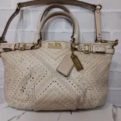 Coach ベージュ レザー ハンドバッグ