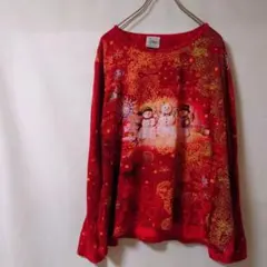 my Christmas 雪だるまプリント 長袖Tシャツ XL 赤　XL