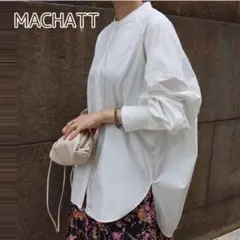 マチャット MACHATT バンドカラーシャツ ゆったり オーバーサイズ 白 Fのサムネイル