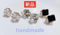 新品❁ハンドメイド　ビジューピアス　樹脂　パール　ゴールド❁