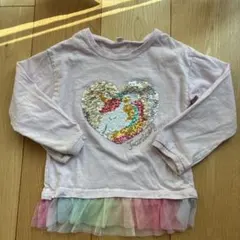 ユニコーンデザイン長袖カットソー　スパンコール