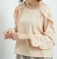 〈ロペピクニック〉ラッフルフリルブラウス　ピンク　長袖ブラウス　シャツ S〜M