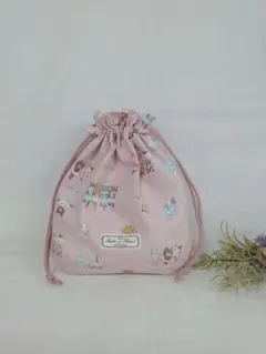 リバーシブルのふんわり巾着♪バレエ猫☆ハンドメイド