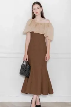 LEJA レジャ2WAYオフショルダーパフスリーブ　バリエマーメイドワンピース