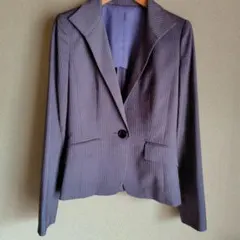 ru レディース スーツセットアップ グレー ストライプ M相当 通勤 きれいめ