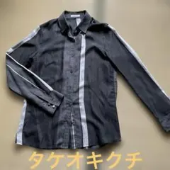 K.T. グレー系 ストライプ 長袖シャツ M