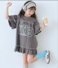 CIAOPANIC TYPY メロウ切替チュニックワンピ チャコールグレー