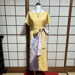 LL 着物リメイク 正絹 振袖 ノースリーブワンピース