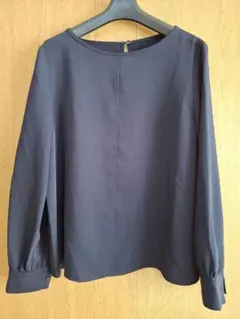 NATURAL BEAUTY BASICネイビー 長袖ブラウス S