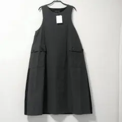 【新品】CRESCENT　ジャンパースカート　異素材切替え　オリーブ✕ブラック