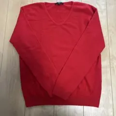 ユニクロVネックニット カシミヤ　レッド Lサイズ