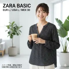 ザラ 美品 ドット柄 シャツ ブラウス L 夏⁠ 金ボタン ブラック 黒のサムネイル