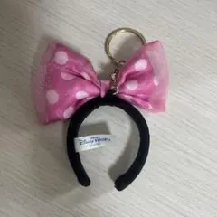 Disney ミニーちゃん リボンカチューシャ キーホルダーピンク