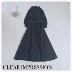 ♢【美品】クリアインプレッション ニットワンピース ベルト付き ブラック