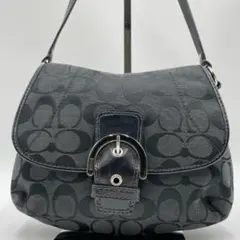 COACH ショルダーバッグ キャンバス ブラック シグネチャー ソーホー
