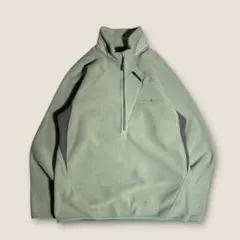 【中間着】00s モンベル ハーフジップ クリマプラス フリース L 緑系