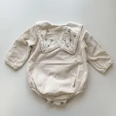 popelin ホワイトコーデュロイロンパース　6-9m