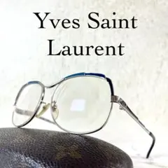 美品　Yves Saint Laurent　メガネ　シルバー・ブルーフレーム