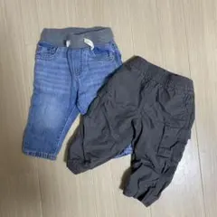 デニムブルー ジーンズとカーゴパンツセット 80cm