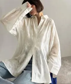 mily bilet シアージャガード　花柄　2wayシャツ　アイボリーMサイズ